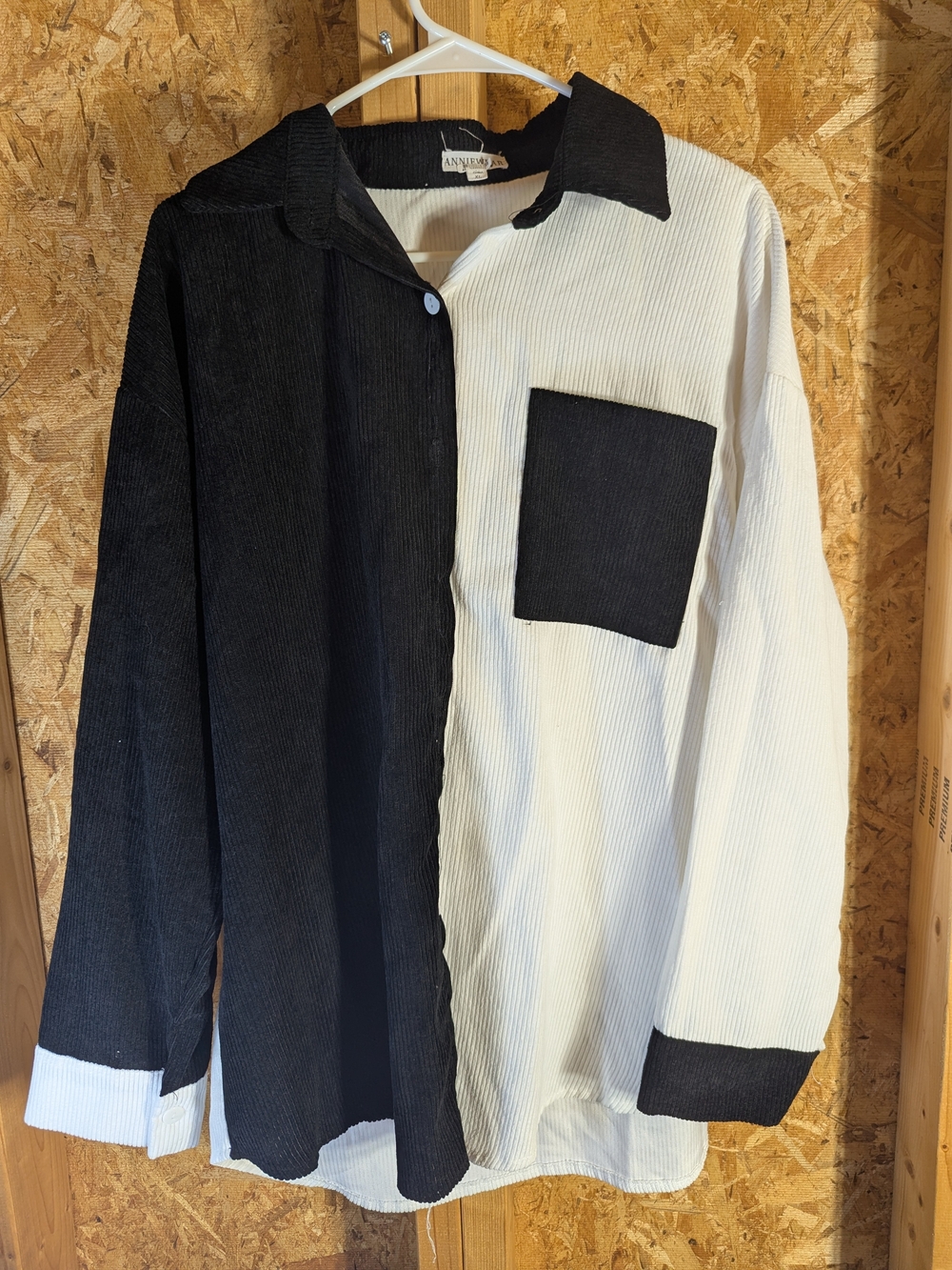 Women's Two-Tone Black and White Corduroy Shirt